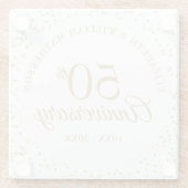 50-jarig huwelijksjubileum goudstof confetti glazen onderzetter (Achterkant)