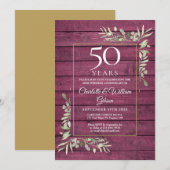 50-jarig huwelijksjubileum groen rustiek rood hout kaart (Voorkant / Achterkant)