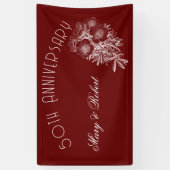 50-jarig jubileum - bordeauxrood en wit spandoek (Verticaal)