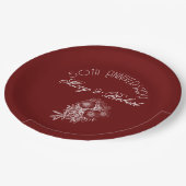50-jarig jubileum - Bourgondië en wit Papieren Bordje (Gekanteld)