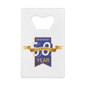 50-jarig jubileum creditkaart flessenopener (Achterkant)