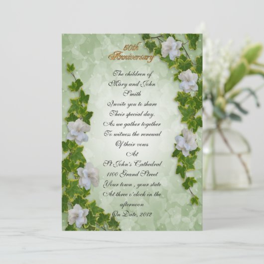 50-jarig jubileum gelofte vernieuwing Ivy en Garde Kaart (Staand voorkant)