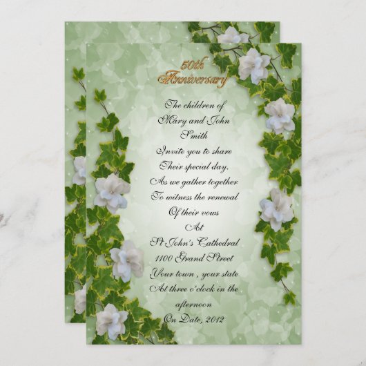 50-jarig jubileum gelofte vernieuwing Ivy en Garde Kaart (Voorkant / Achterkant)