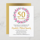 50-jarig jubileum Gouden Bloemenkrans Uitnodiging (Voorkant / Achterkant)