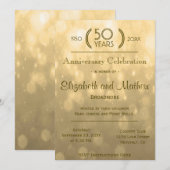 50-jarig jubileum | Gouden Bokeh Lichten Kaart (Voorkant / Achterkant)