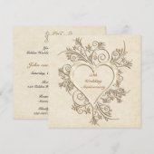 50-jarig jubileum Gouden Hart met Bloemen Motief U Kaart (Voorkant / Achterkant)