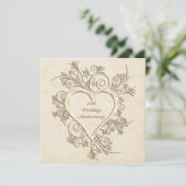 50-jarig jubileum Gouden Hart met Bloemen Motief U Kaart (Staand voorkant)