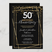 50-jarig jubileum Gouden rand uitnodigingen (Voorkant / Achterkant)