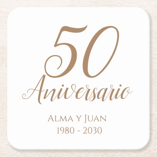 50-jarig jubileum Spaanse verjaardag papieren onde Kartonnen Onderzetters (Voorkant)