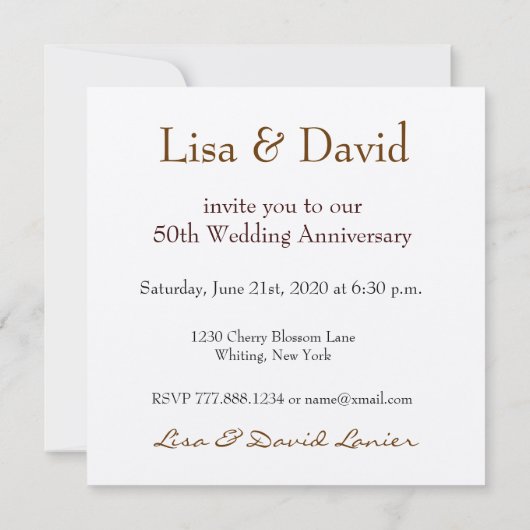 50-jarig jubileum uitnodiging - CHOCOLADE (Achterkant)