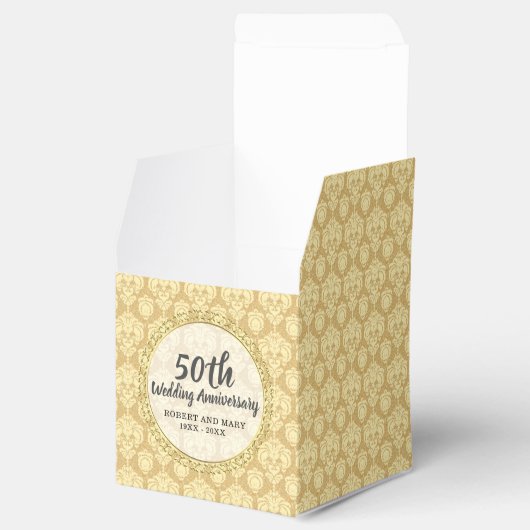 50-jarig jubileumfeest Gouden Damast Cake Bedankdoosjes (Geopend)