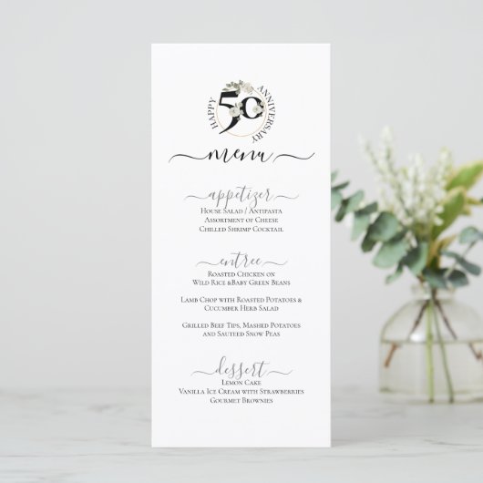 50-jarig jubileumfeest menu (Staand voorkant)