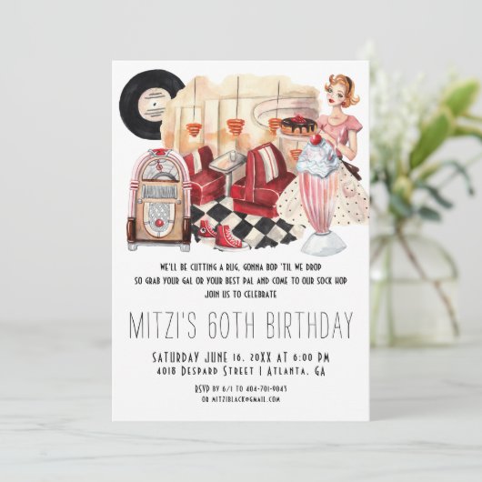 50-jarige Diner Sock Hop Birthday Party Kaart (Staand voorkant)