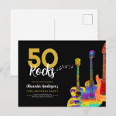 50-jarige gitaren 50 Rocks Uitnodiging Briefkaart (Voorkant / Achterkant)