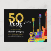 50-jarige gitaren 50 Rocks Uitnodiging Briefkaart (Voorkant)