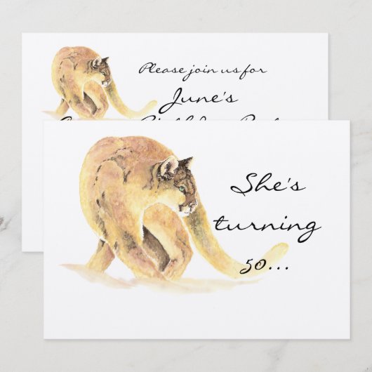 50-jarige partij nodigt aangepaste cougar-Humor ui Kaart (Voorkant / Achterkant)