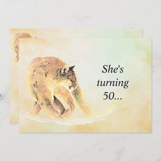 50-jarige partij nodigt aangepaste cougar-Humor ui Kaart (Voorkant / Achterkant)