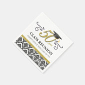 50-jarige reünie Napkins - Zwart-wit en goud Servet (Hoek)
