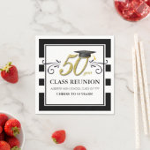 50-jarige reünie Napkins - Zwart-wit en goud Servet (Insitu)