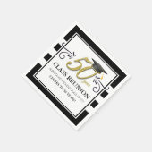 50-jarige reünie Napkins - Zwart-wit en goud Servet (Hoek)