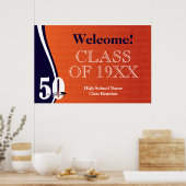 50-jarige vakbond in Oranje en blauw Poster (Keuken)