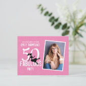 50-jarige verjaardag en Fabulous Photo Pink Cockta Briefkaart (Staand voorkant)