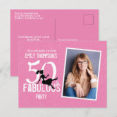 50-jarige verjaardag en Fabulous Photo Pink Cockta Briefkaart (Voorkant / Achterkant)