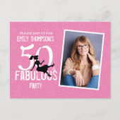 50-jarige verjaardag en Fabulous Photo Pink Cockta Briefkaart (Voorkant)