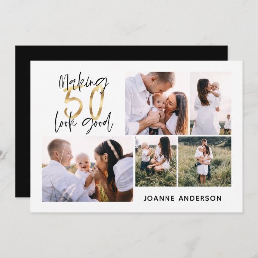 50-jarige verjaardag multi-foto maken feestdagenkaart (Voorkant / Achterkant)