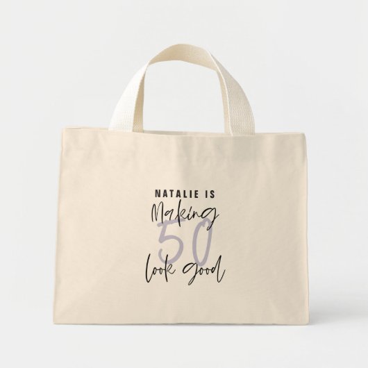 50-jarige verjaardag op maat maken mini tote bag (Voorkant)