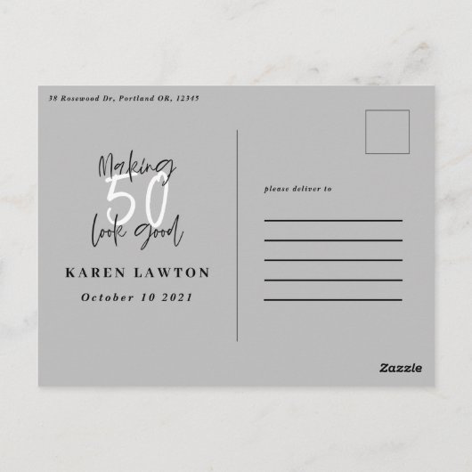 50-jarige verjaardag-uitnodiging briefkaart (Achterkant)