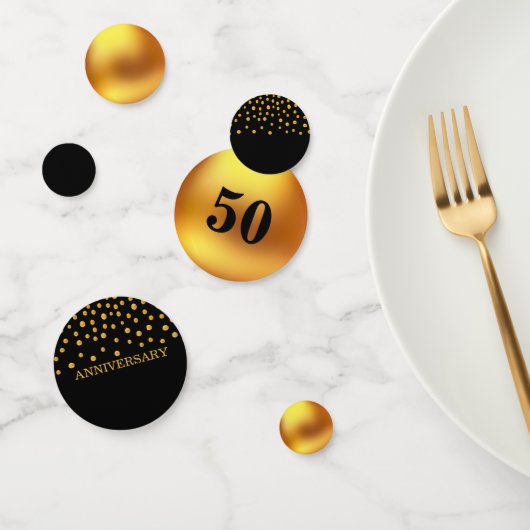 50 Jubileum/Birthday Gold Black Table Confetti (Groep)