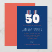 50 kaarsen 50e verjaardag van uitnodigingen van de (Voorkant / Achterkant)