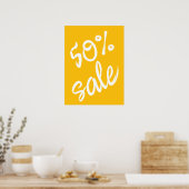 50% Korting Bord, 18x24 Geel Korting Poster (Keuken)