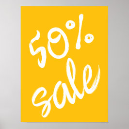 50% Korting Bord, 18x24 Geel Korting Poster