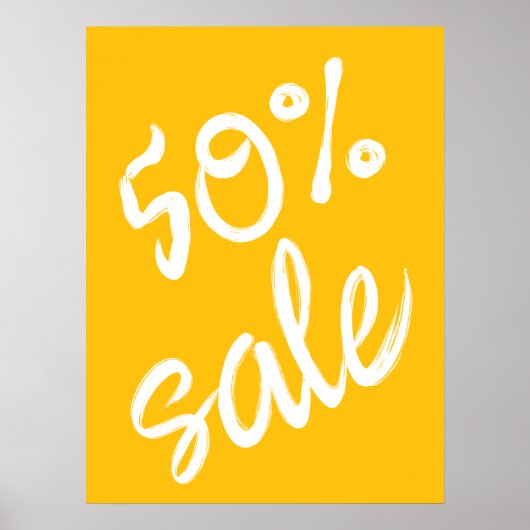 50% Korting Bord, 18x24 Geel Korting Poster (Voorkant)