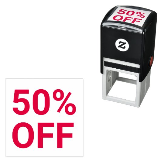 50% korting Bright Red Sale Ticket Zelfinkt Stempe Zelfinktende Stempel (In situ)