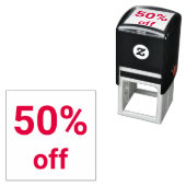 50% korting felrode uitverkoop ticket  zelfinktende stempel (In situ)