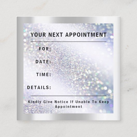 50% korting Logo Hair Lash Glitter Silver Afsprakenkaartje (Achterkant)