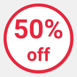 50% korting op Bright Red Sale Ticket Ronde Sticker