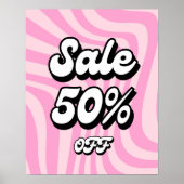 50% korting op verkoop teken, roze Retro Boutique  Poster (Voorkant)