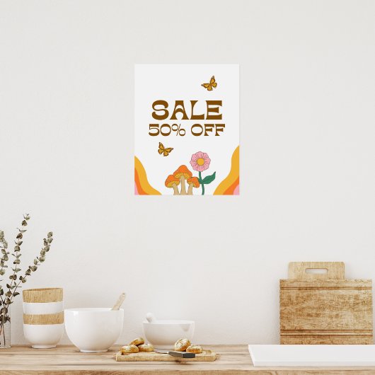 50% korting op verkoopbord, boutique verkoopbord,  poster (Keuken)