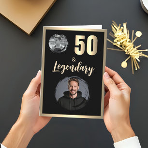 50 & Legendarische 2 Foto's 50ste Verjaardag Goud Kaart