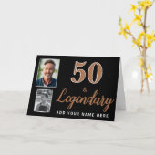 50 & Legendarische 2 foto's 50ste verjaardag kaart (Gele Bloem)