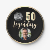 50 & Legendary 2 foto's 50ste verjaardag goud Papieren Bordje (Voorkant)