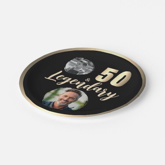 50 & Legendary 2 foto's 50ste verjaardag goud Papieren Bordje (Gekanteld)