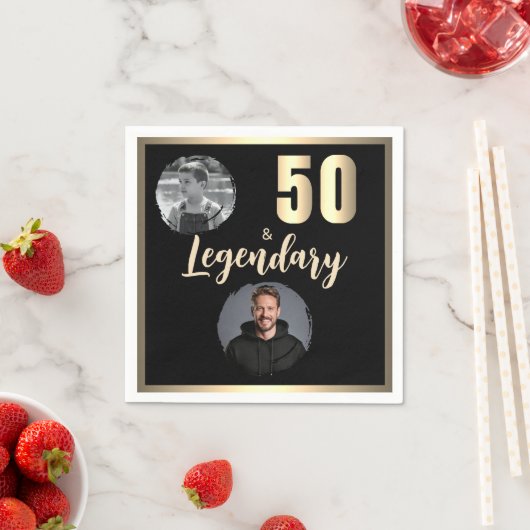 50 & Legendary 2 foto's 50ste verjaardag goud Servet (Insitu)