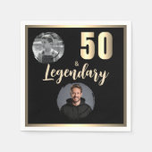 50 & Legendary 2 foto's 50ste verjaardag goud Servet (Voorkant)
