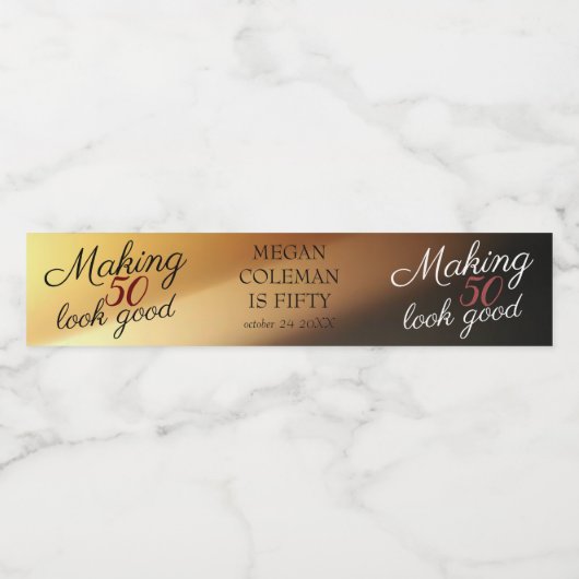 50 lijken een goede feestdag op gouden verjaardag  waterfles etiket (Enkel label)