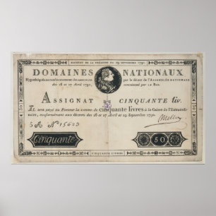 50 livres bank note, 29 oktober 1790 poster